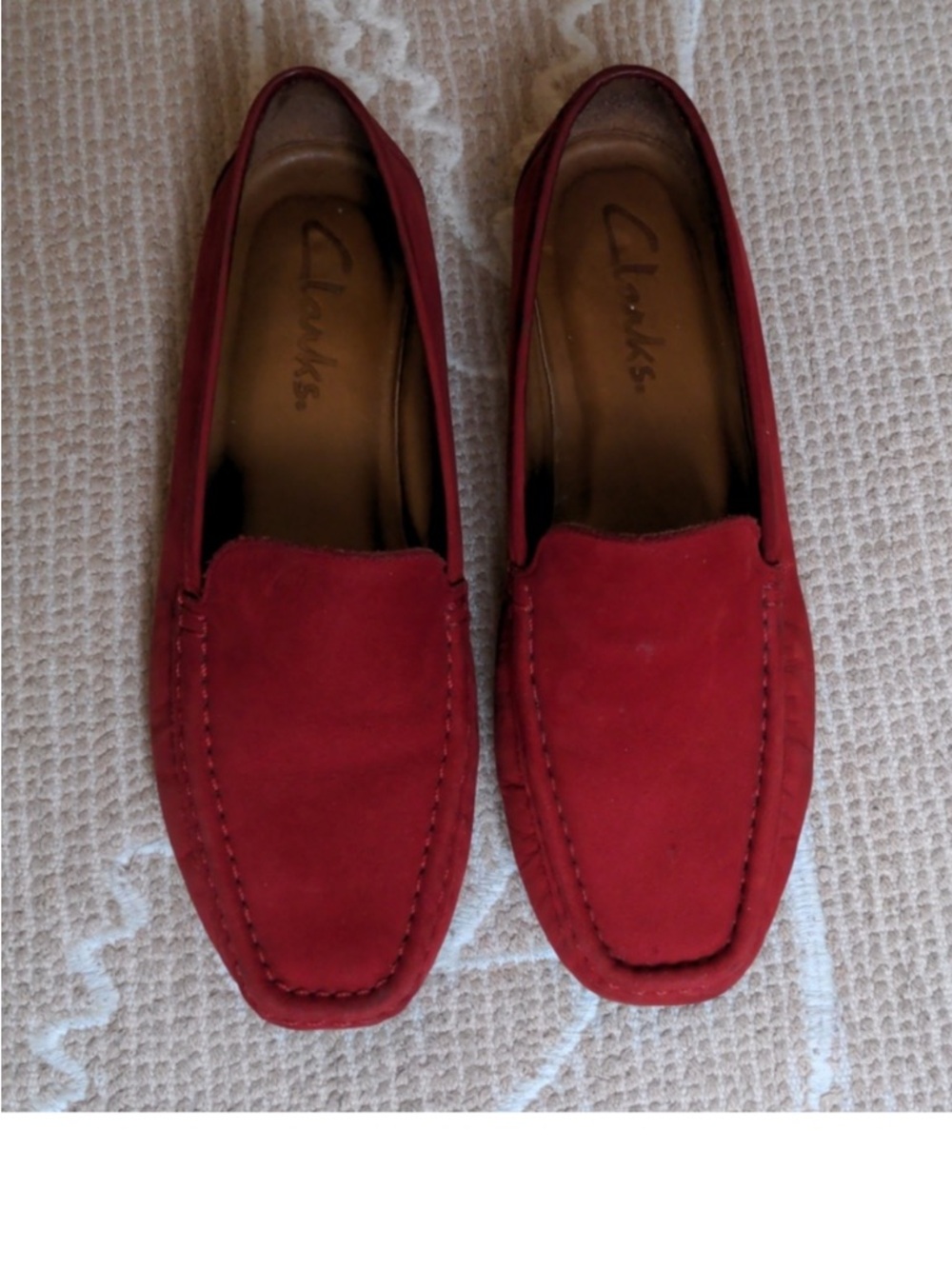 Clarks Red Suede Loafers